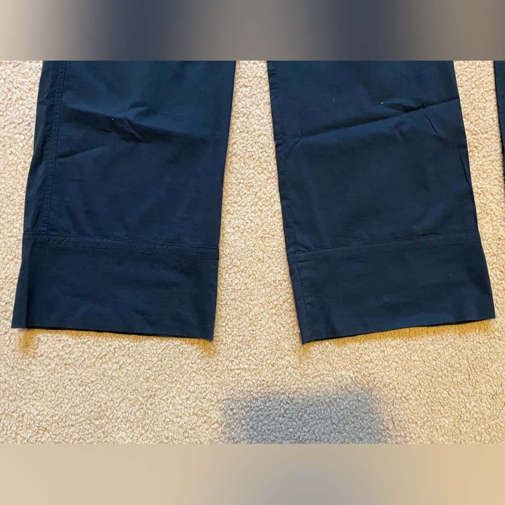 Navy Blue Wide-Leg Pants with Tie Belt - Picture 3 of 7